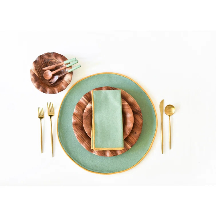 Blush And Pine Color Block Round Placemat Set Of 4 (Set of 4)