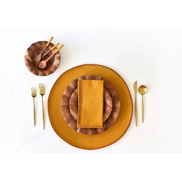 Blush And Pine Color Block Round Placemat Set Of 4