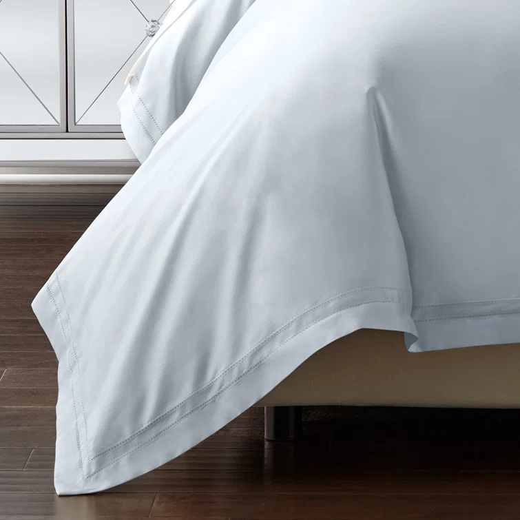 Icy Blue Queen Cotton Duvet Cover Set with Shams