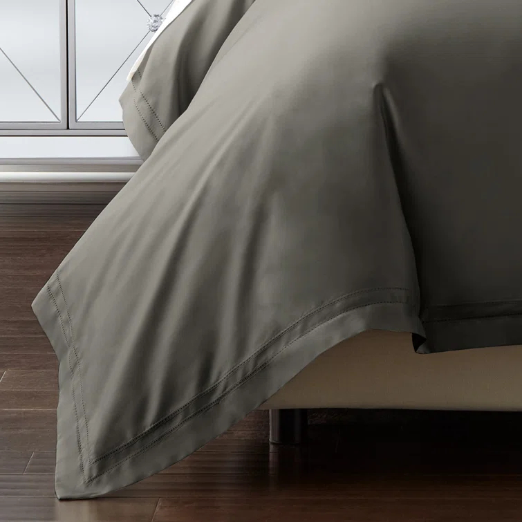 Charcoal Queen Egyptian Cotton 3-Piece Duvet Cover Set