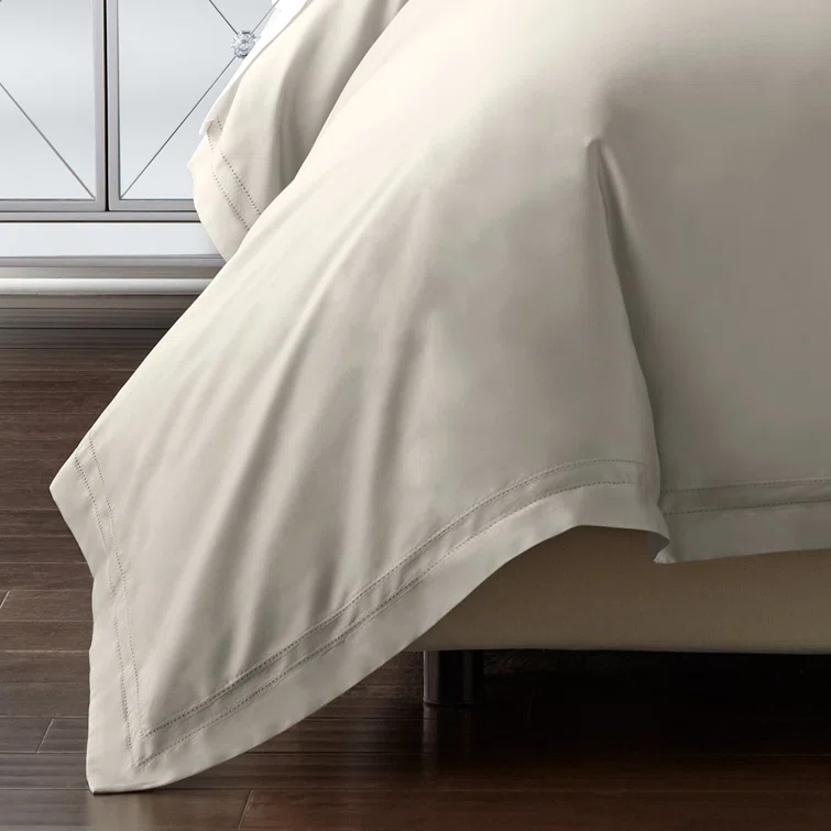 Pure Parima Luxury Duvet Cover Set 100% Certified Egyptian Cotton, Double Hem-Stitched Sateen Weave, Hidden Zipper Closure 1 Duvet Cover and 2 Pillow Shams (Linen, Queen)