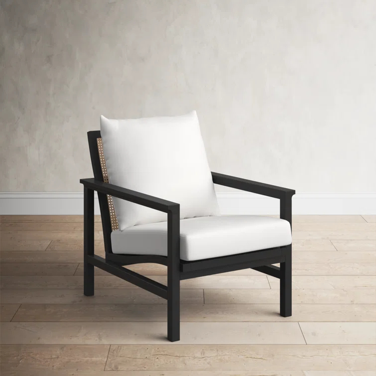 Madison Black & Natural Ash Wood Rattan Mesh Accent Chair