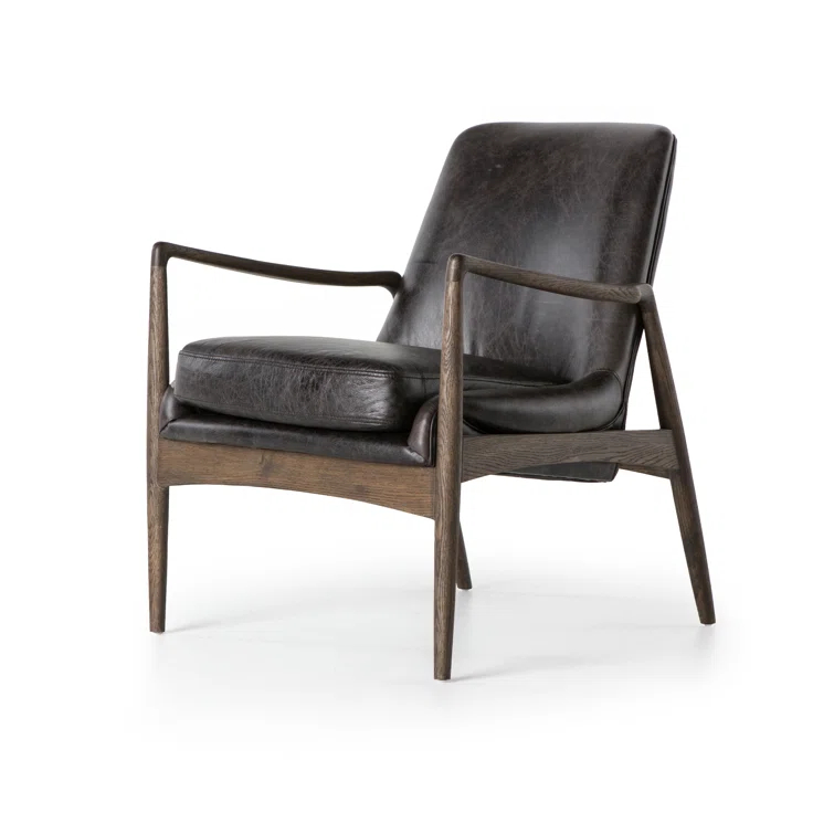 Durango Smoke Top Grain Leather Armchair with Solid Oak Frame