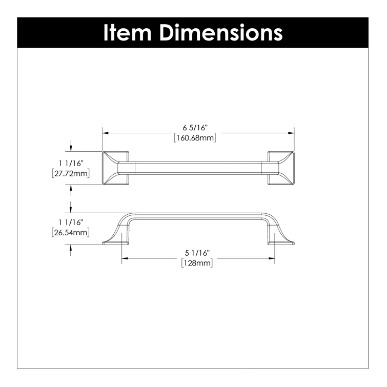 Forge Kitchen Cabinet Handles, Solid Core Drawer Pulls for Cabinet Doors, 5-1/16" (128mm)