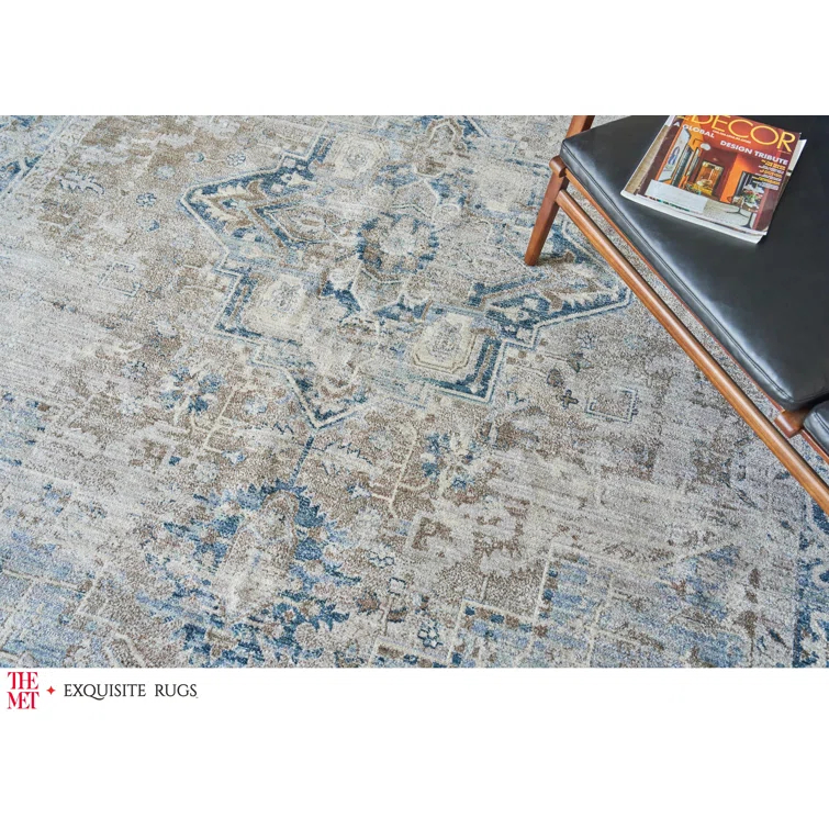 The Met x Exquisite Rugs Vintage Looms Rust/Navy Area Rug