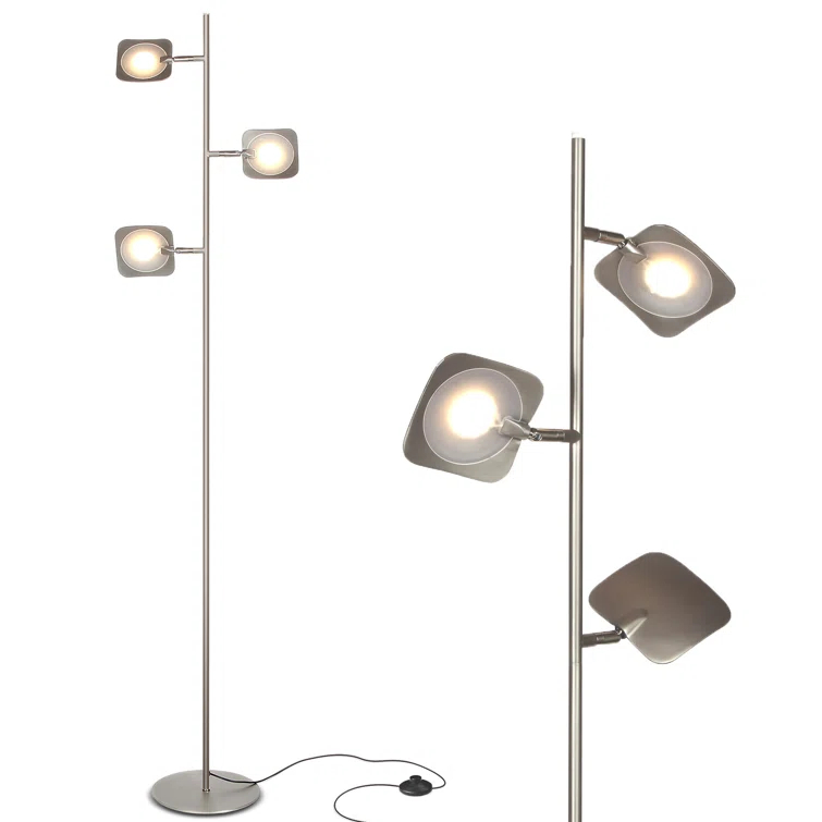 Brightech Tree Industrial LED 3-Way Dimming Floor Lamp with 3 Adjustable Spot Lights