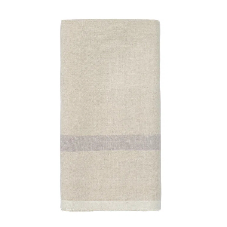 Natural Gray Linen Striped Tea Towel Set