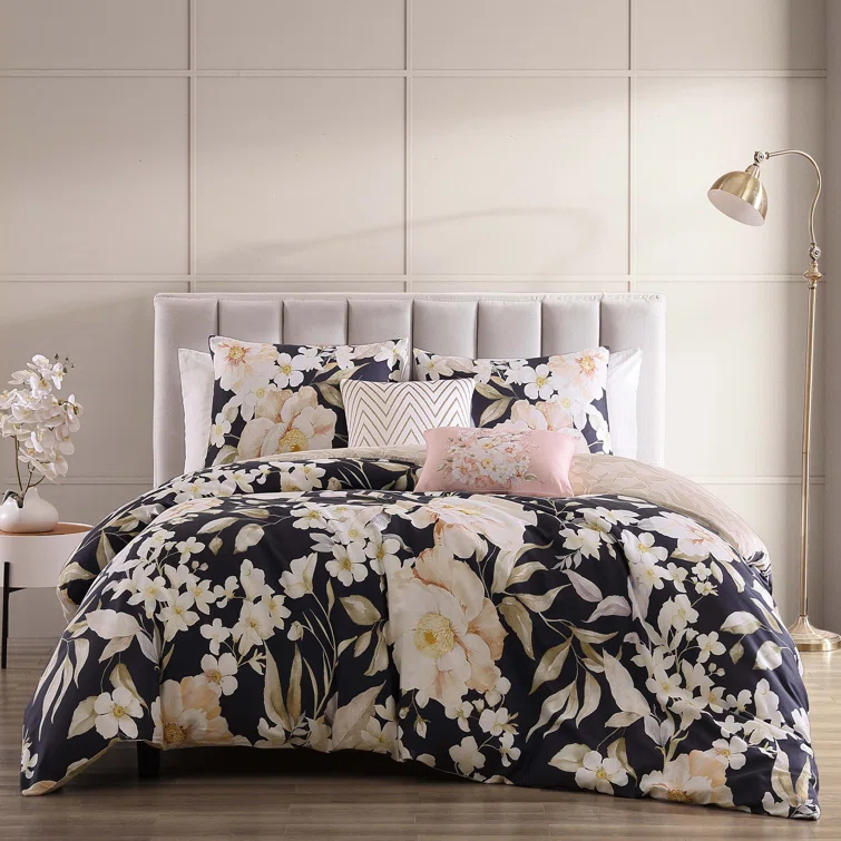 Bebejan Blossom Haven 100% Cotton Sateen 5 Piece Reversible Comforter Set