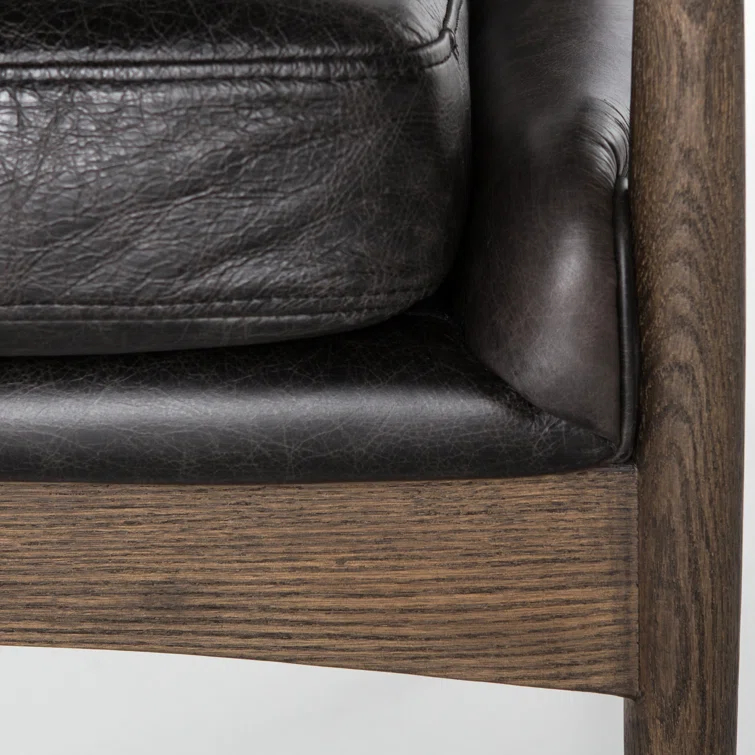 Durango Smoke Top Grain Leather Armchair with Solid Oak Frame