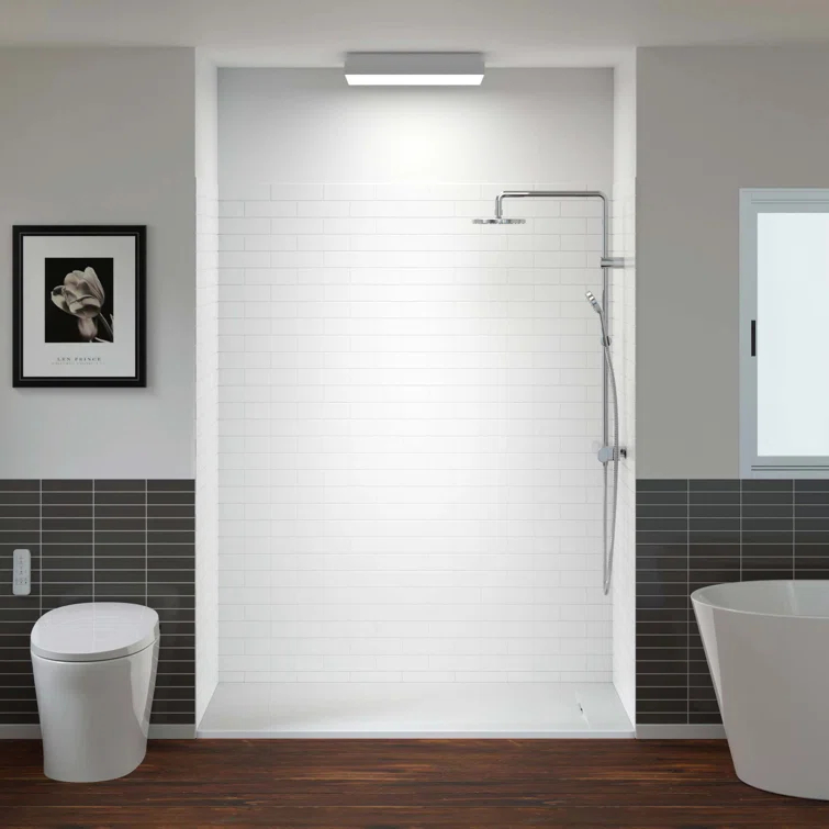WoodBridge SWP603675-1-SU-H+SUS-WH-6036 60'' W 75'' H Framed Rectangle Shower Stall