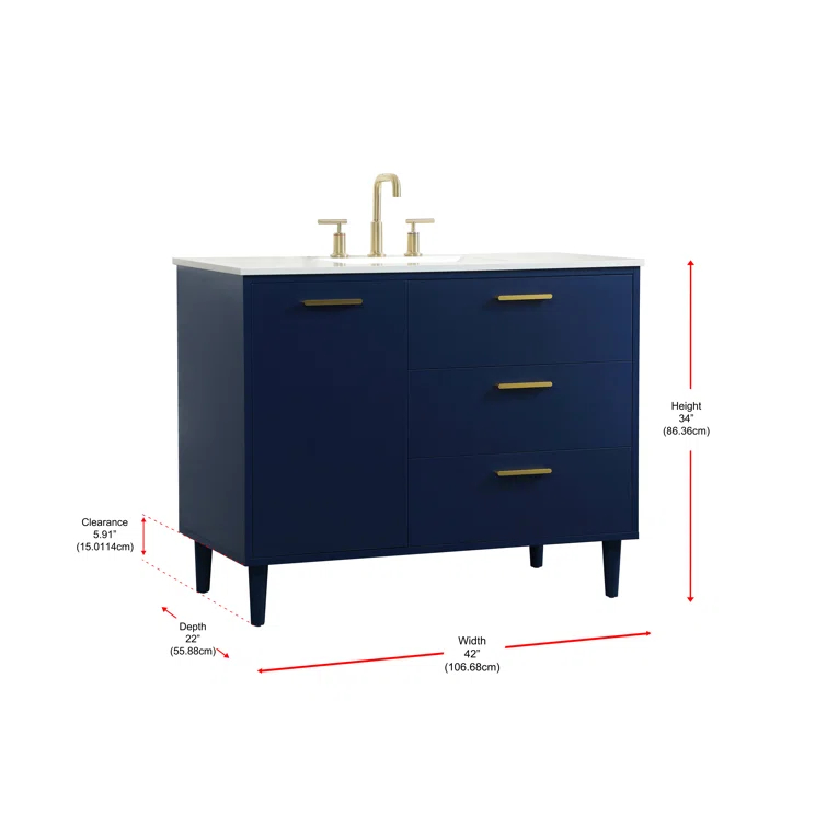 Burroughs 42'' Single Bathroom Vanity with Engineered Marble Top