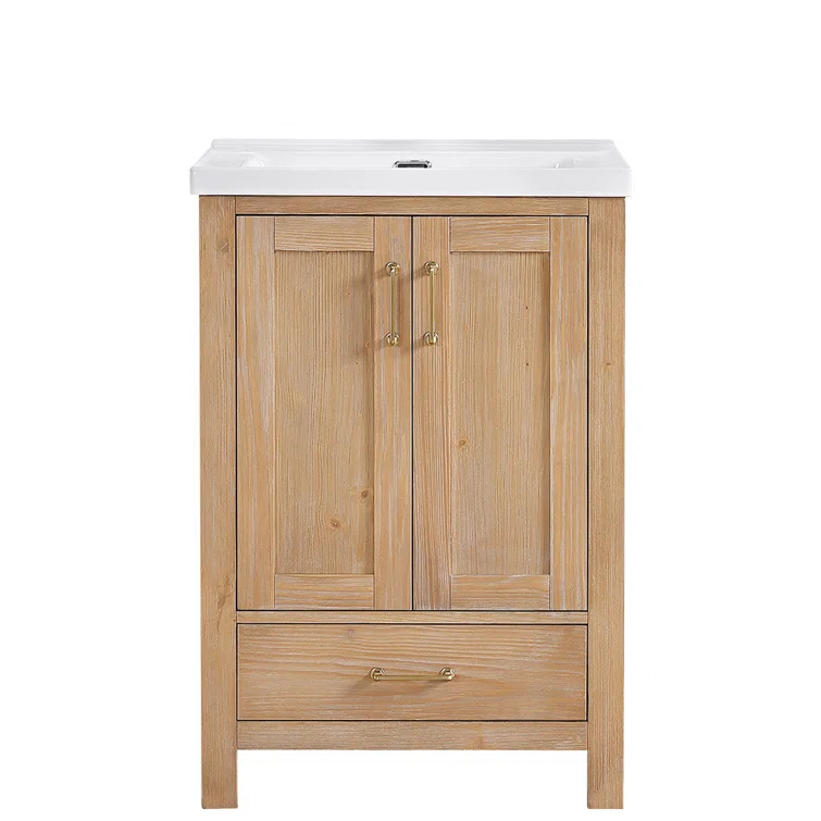 Gela 23.6'' Free-standing Single Bathroom Vanity with Ceramic Vanity Top
