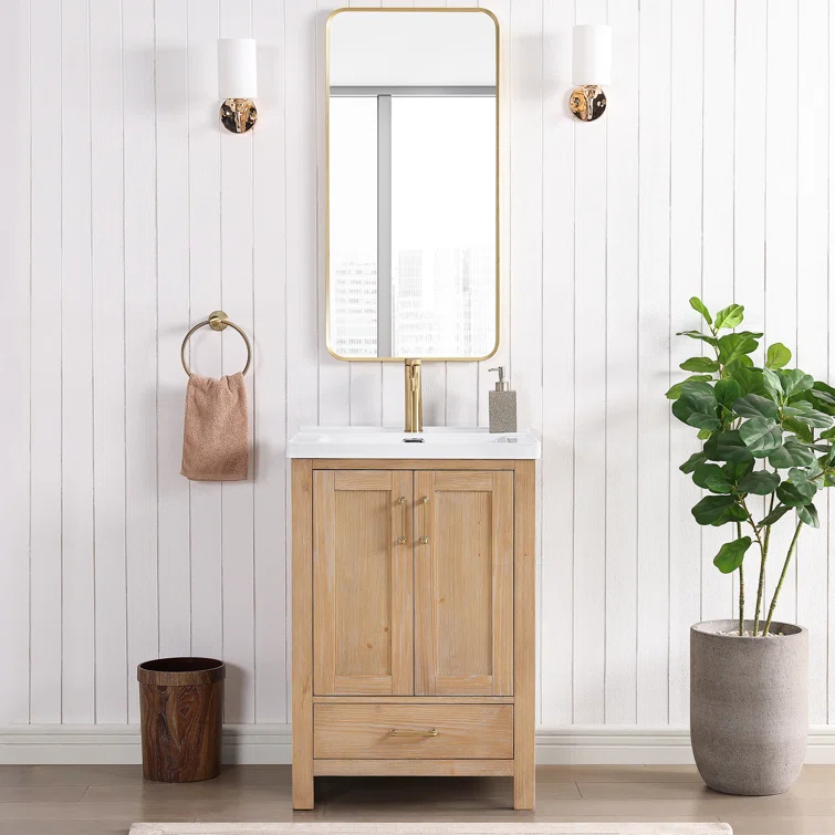 Gela 23.6'' Free-standing Single Bathroom Vanity with Ceramic Vanity Top