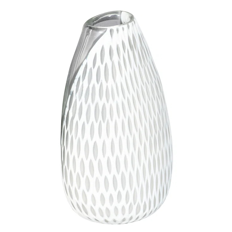Marilyn Novelty White and Clear Glass Decorative Table Vase