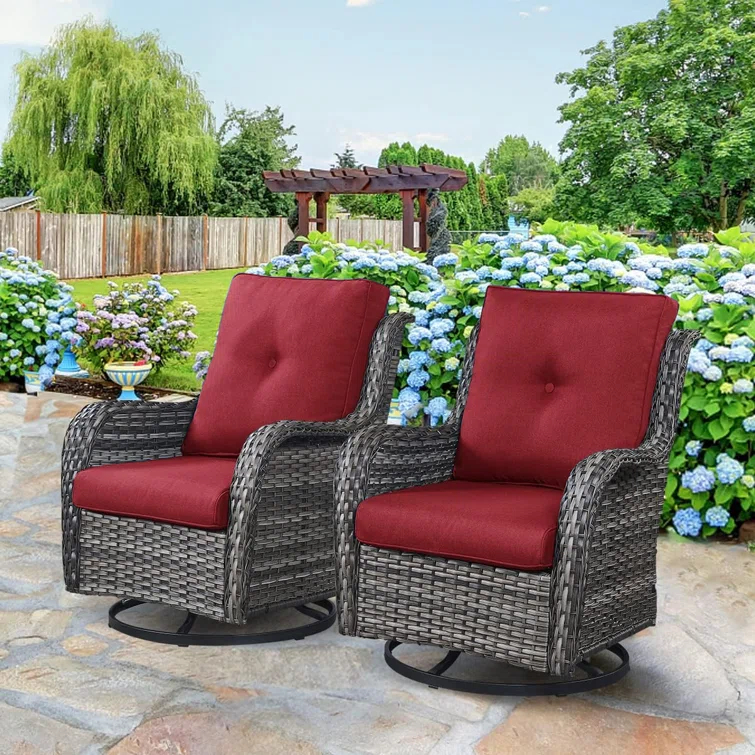 Carolina Outdoor Wicker Swivel Glide Chair with Cushions
