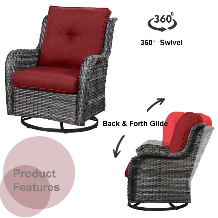 Carolina Outdoor Wicker Swivel Glide Chair with Cushions