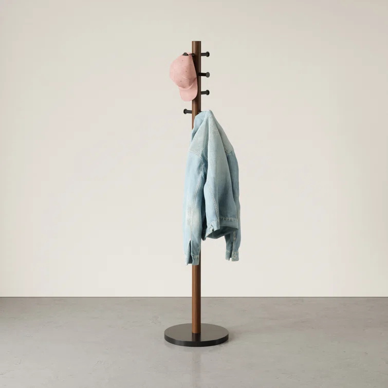 Pillar 8 - Hook Freestanding Solid Wood Coat Rack