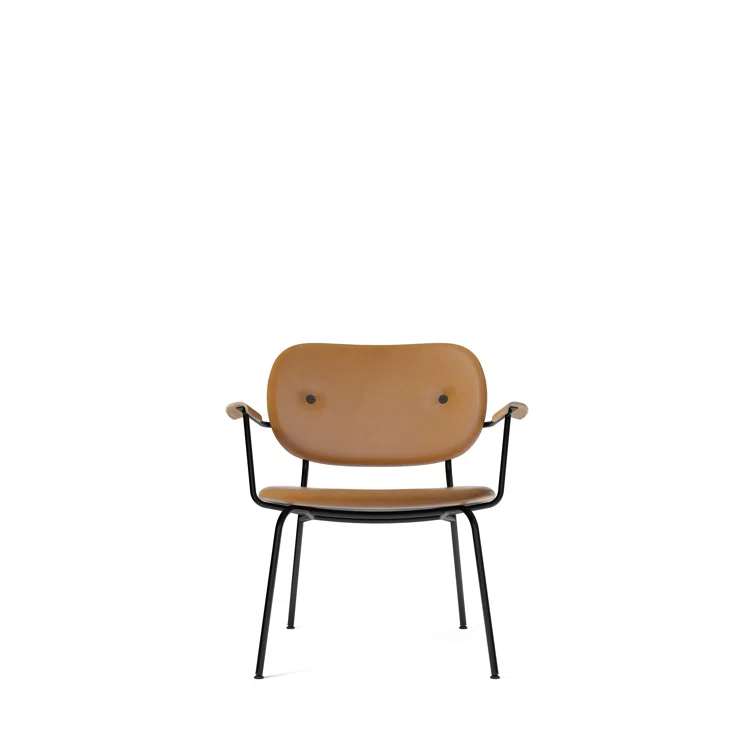 Natural Oak and Cognac Leather Geometric Lounge Chair
