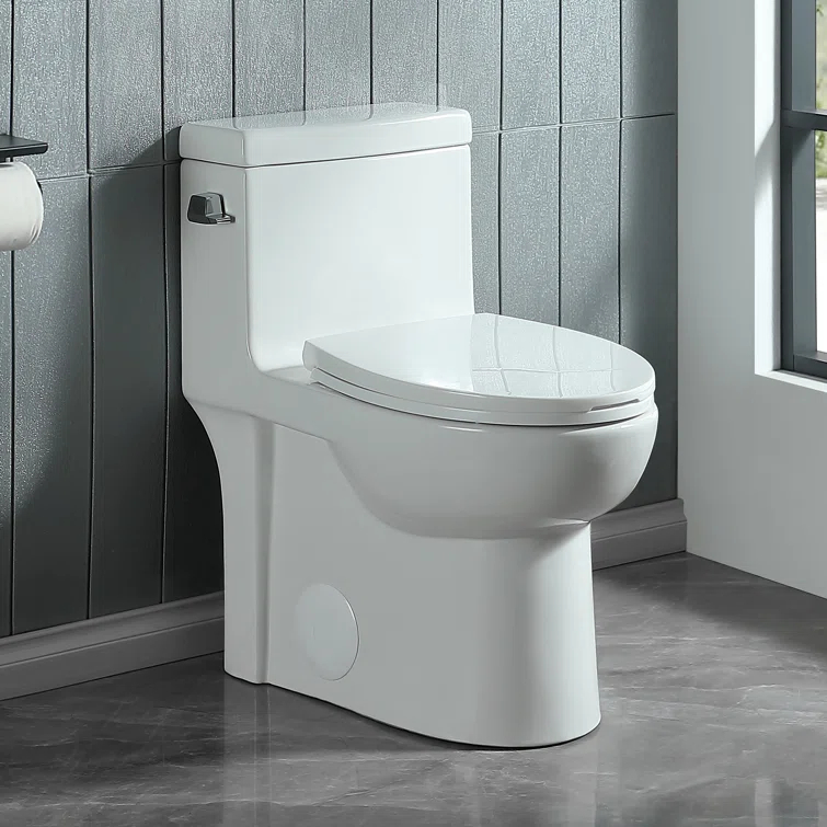 ABRUZZO 1.28 GPF Elongated Comfort Height One-Piece Toilet Floor Mounted (Seat Included), White