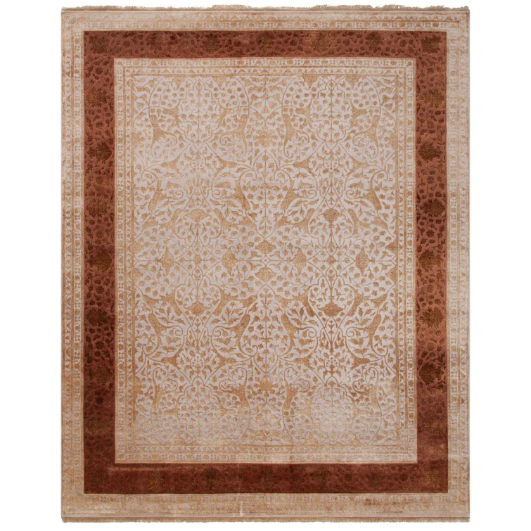 Jewel Of India Hand Knotted Wool, Silk Oriental Rug