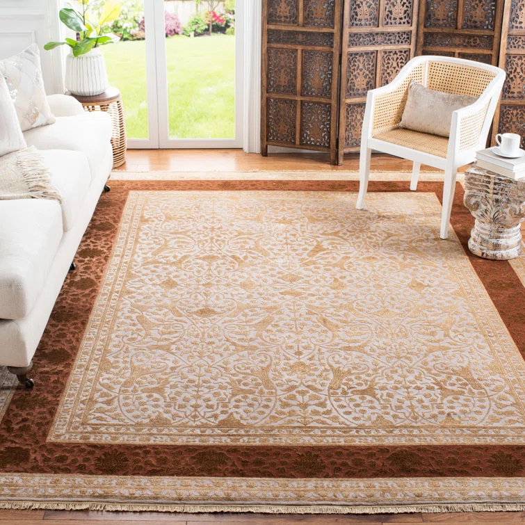 Jewel Of India Hand Knotted Wool, Silk Oriental Rug