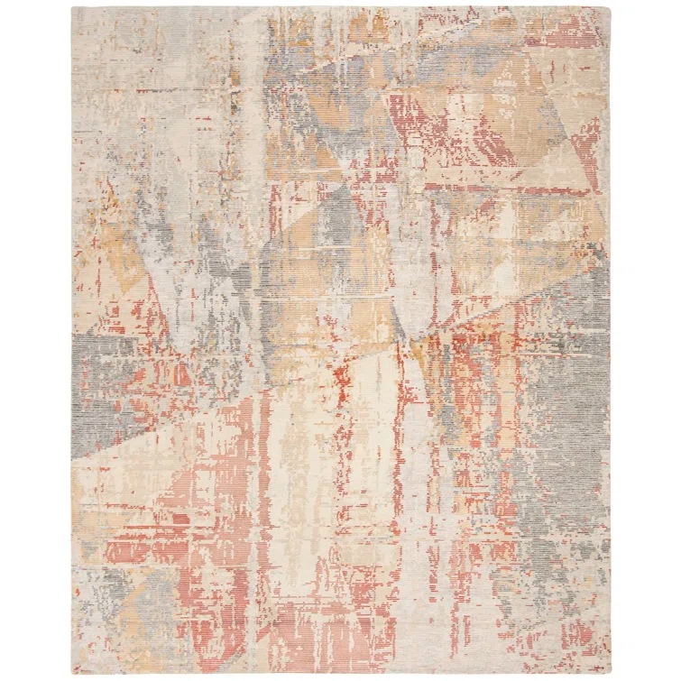 Tiffany Hand Knotted 60% Viscose, 20% Wool, And 20% Cotton Abstract Rug
