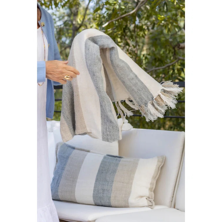 Monterey Striped Linen Throw Pillow