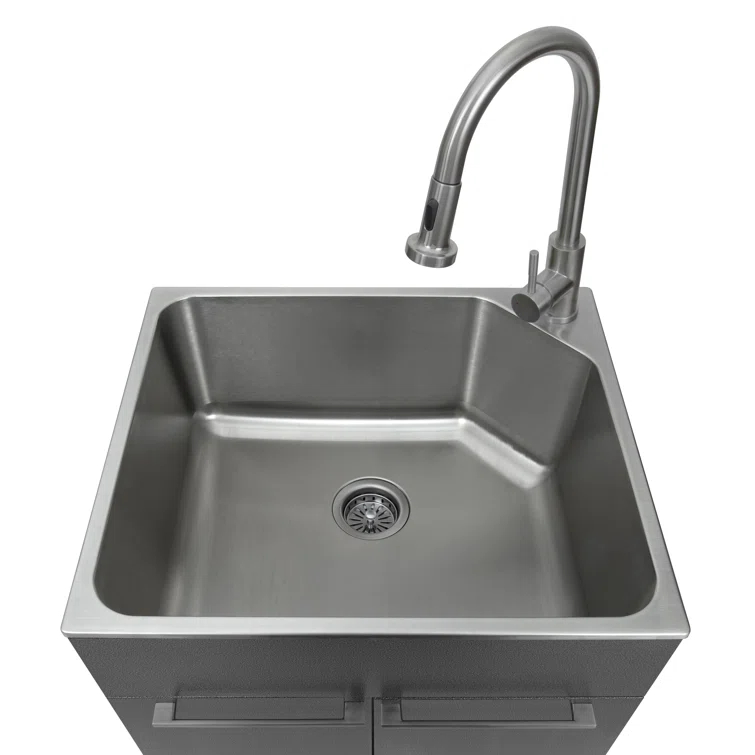 All-In-One 24.1" L x 21.3" W Free Standing Laundry Sink with Faucet