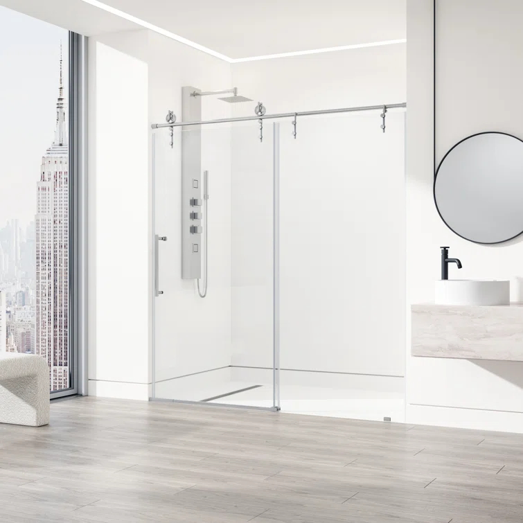 Hamilton 56-60" W x 78" H Sliding Frameless Shower Door with 3/8" Clear Glass