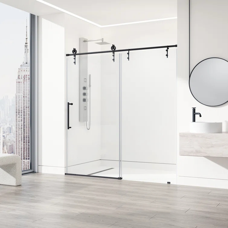 Hamilton 56-60" W x 78" H Sliding Frameless Shower Door with 3/8" Clear Glass