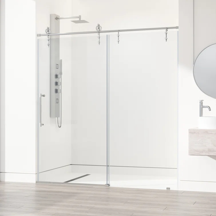 Hamilton 56-60" W x 78" H Sliding Frameless Shower Door with 3/8" Clear Glass
