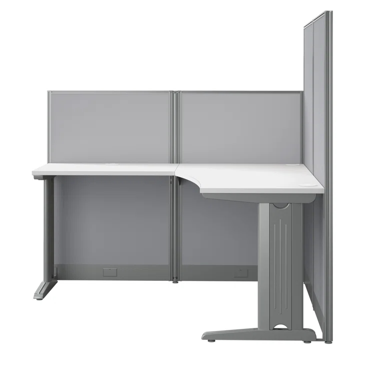 Office In An Hour L-Shaped 1 Person Cubicle with Cable Management