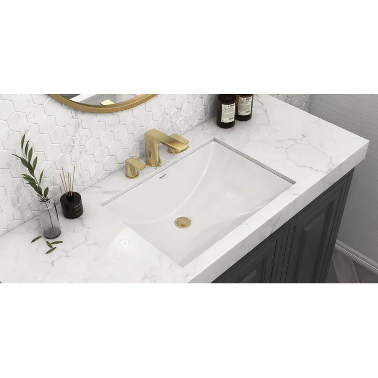 Ruvati 17 x 12 inch Undermount Bathroom Sink White Rectangular Porcelain Ceramic with Overflow