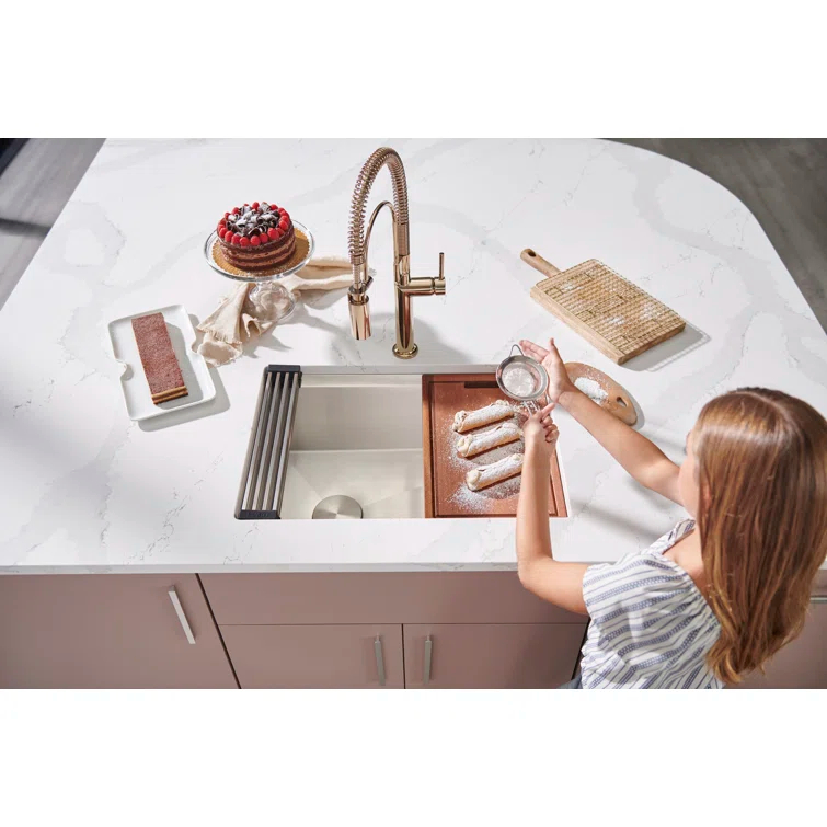 Ruvati 27-inch Workstation Slope Bottom Offset Drain Undermount 16 Gauge Kitchen Sink