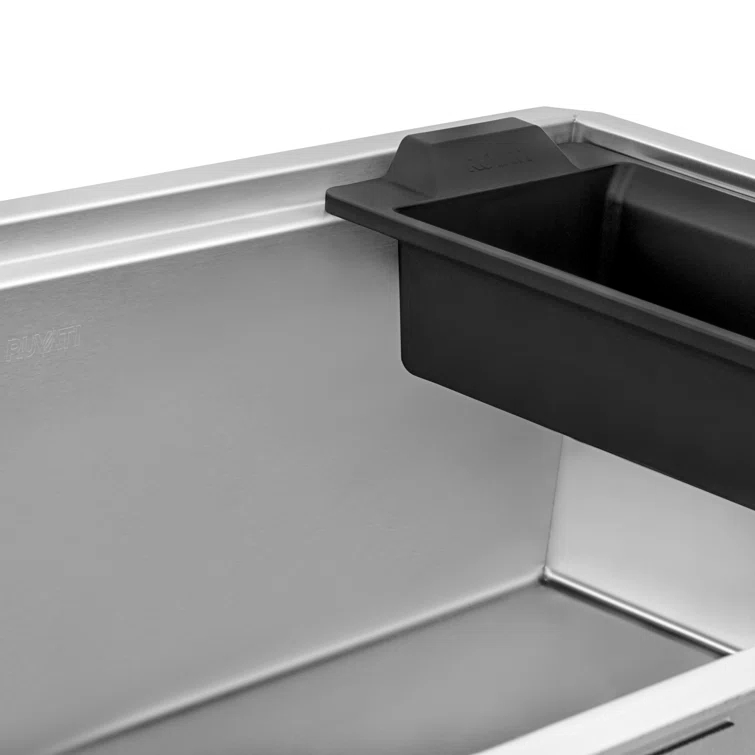 Ruvati 27-inch Workstation Slope Bottom Offset Drain Undermount 16 Gauge Kitchen Sink