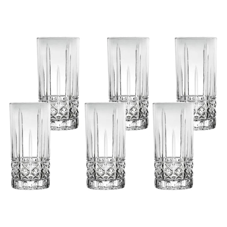 Lorren Home Trends Lorren Home Trends Tall 12 Ounce Drinking Glass-Textured Cut Glass (Set of 6)