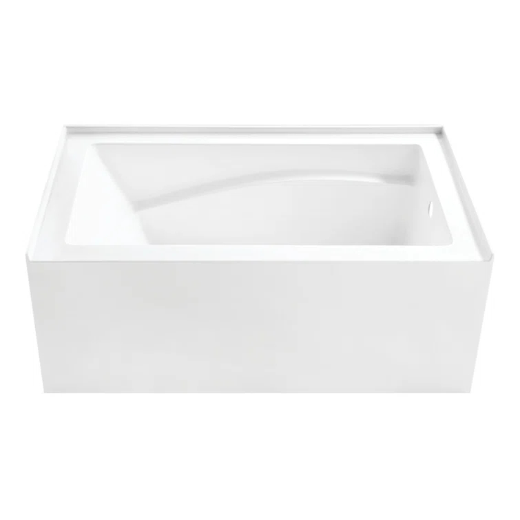 Kingston Brass Aqua Eden 54-Inch Acrylic Rectangular 3-Wall Alcove Tub, Hand Drain and Anti-Skid Surface