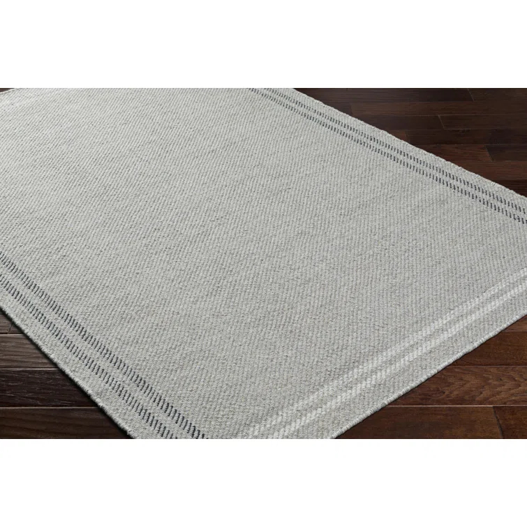 Lavande Wool Area Rug in Dark Gray/Ivory