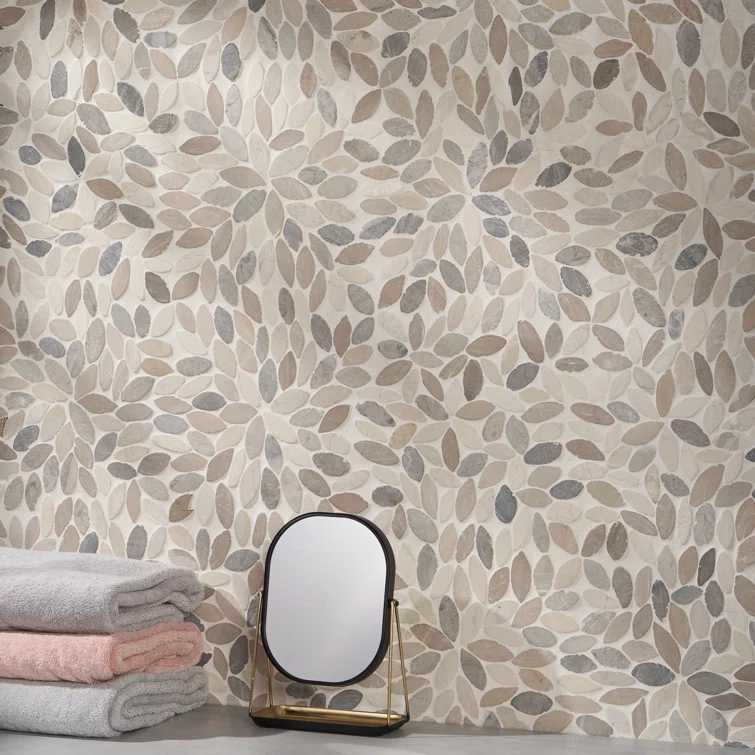 Picturesque Flower 11.81 in. x 11.81 in. Natural Stone Floor and Wall Mosaic Tile (0.97 Sq. Ft. / Each)