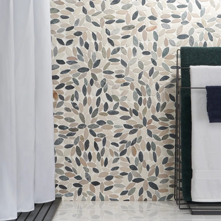 Picturesque Flower 11.81 in. x 11.81 in. Natural Stone Floor and Wall Mosaic Tile (0.97 Sq. Ft. / Each)