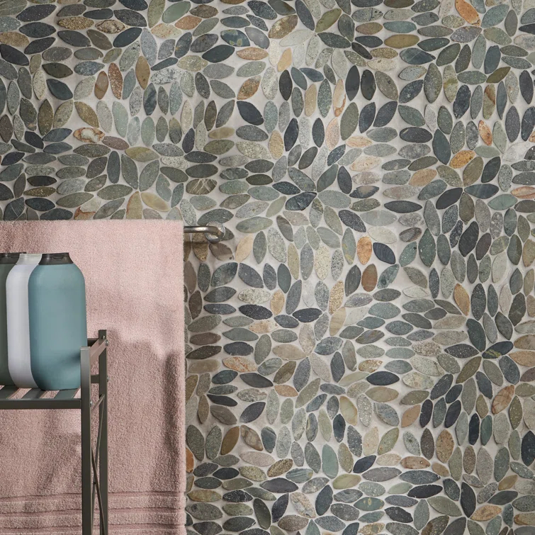 Picturesque Flower 11.81 in. x 11.81 in. Natural Stone Floor and Wall Mosaic Tile (0.97 Sq. Ft. / Each)