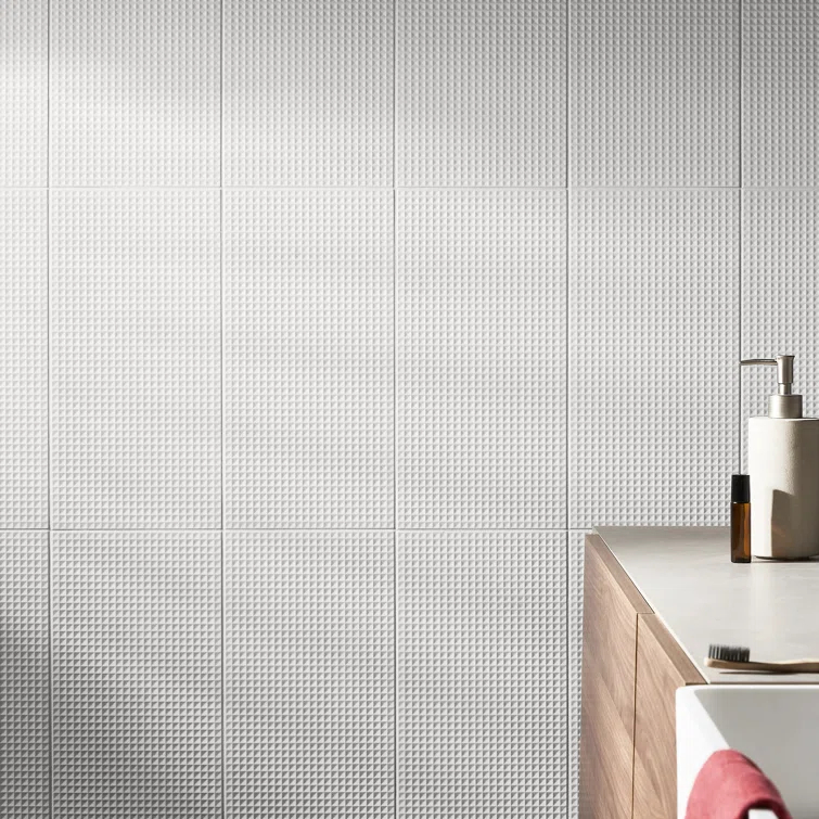 Level Waffle 7.87" x 15.74" Ceramic Patterned Tile