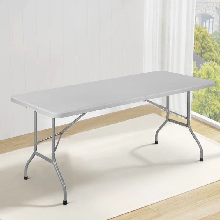 Plastic Folding Card Table, Indoor Outdoor Portable Picnic Table with Carrying Handle for Camping