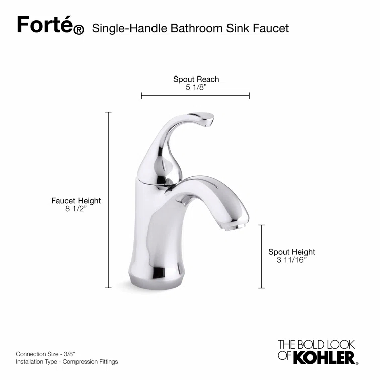 Forté Single-Handle Bathroom Sink Faucet with Drain Assembly and Escutcheon Plate, 1.2 GPM