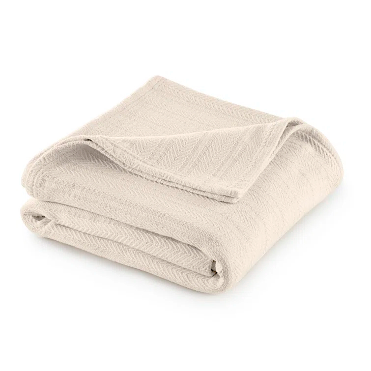 Vellux Vellux 100% Cotton Blanket - Soft, Breathable, Cozy & Lightweight Thermal Blanket  All-Season Blanket Perfect for Layering Bed, Couch & Sofa - Hotel Quality