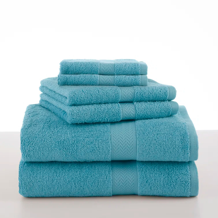 Martex 6 Piece Luxury Cotton Towel Set, 2 Bath Towels, 2 Hand Towels, 2 Washcloths 500 GSM 100% Ring Spun Cotton Highly Absorbent Soft Towels for Bathroom For Everyday Use, Hotel & Spa