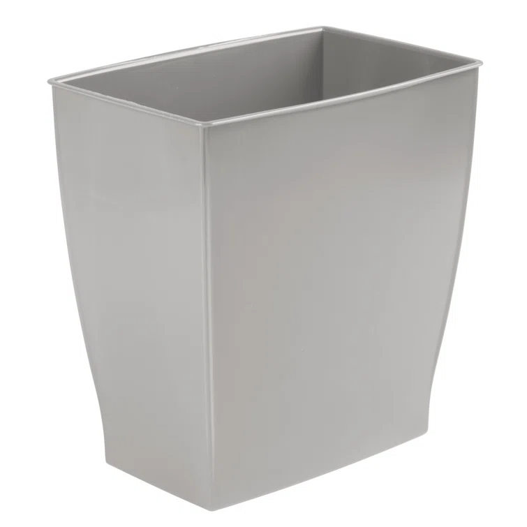 iDesign Mono BPA-Free Plastic Rectangular Waste Basket - 11.25" x 7.5" x 12", Gray