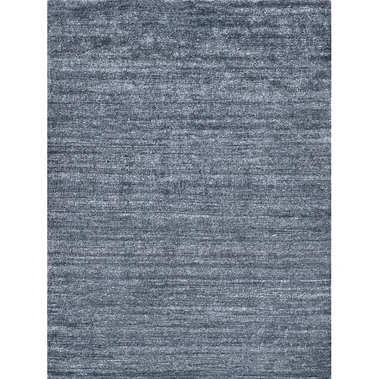 Charcoal Hand-Knotted Wool and Viscose 10' x 14' Area Rug