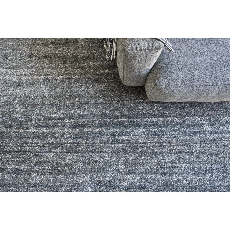 Charcoal Hand-Knotted Wool and Viscose 10' x 14' Area Rug