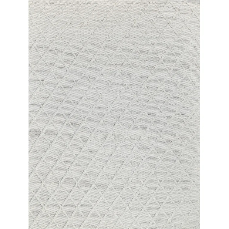 Rectangle Brentwood Geometric Handmade Flatweave Bamboo Slat/Seagrass Area Rug in White